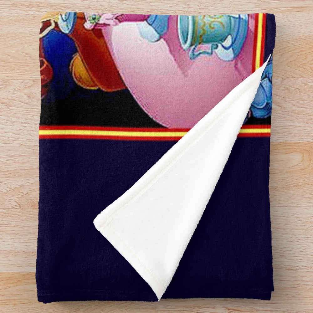 Colorful and surreal Alice in Wonderland inspired plush blanket