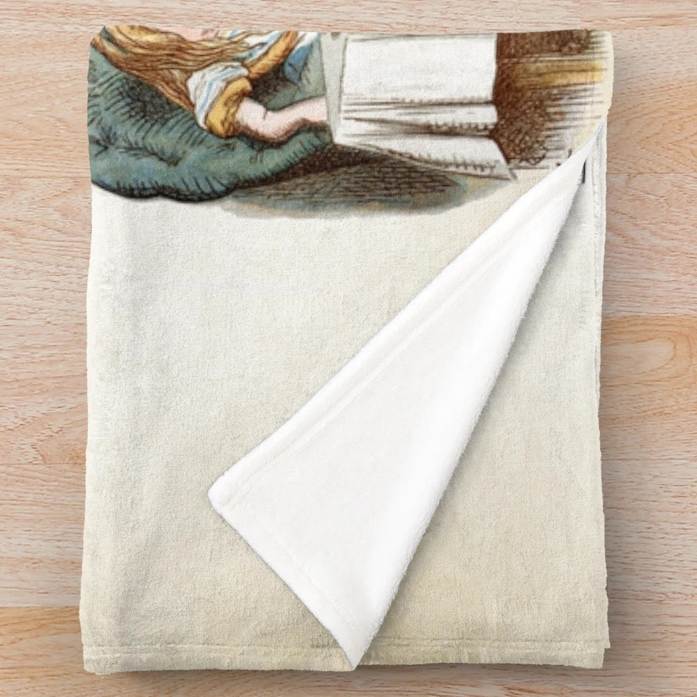 Alice in Wonderland inspired plush blanket with "You're Entirely Bonkers" quote