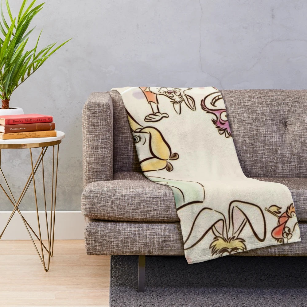 Plush blanket featuring characters from Alice in Wonderland