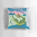Colorful illustration of an alligator and armadillo on a plush, comfortable children's pillow