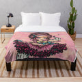 Whimsical ballet-inspired plush blanket with pink fantasy art and musical design