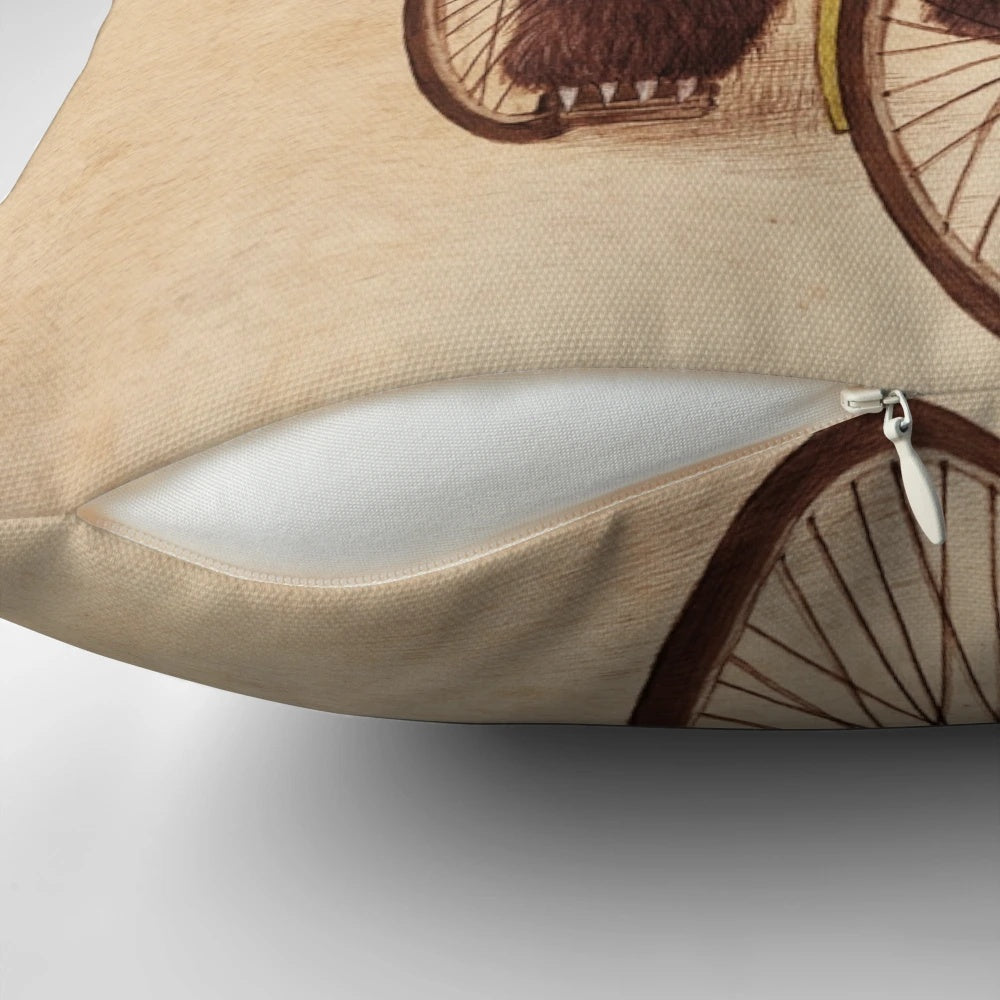 Whimsical Barnabus the Bear Pillow - Vintage Inspired Animal Illustration