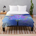 Colorful butterfly tree pattern plush blanket