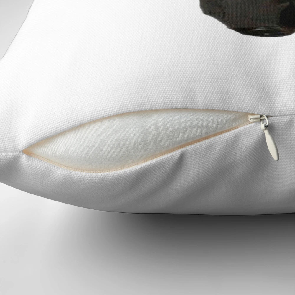 Whimsical cartoon-inspired pillow with humorous pop culture design