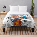 Cartoon parody plush blanket featuring pop culture humor and funny caricatures