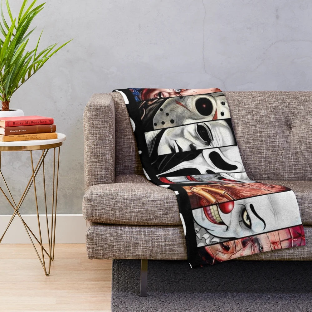 Cartoon parody plush blanket featuring humorous pop culture caricatures