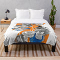 Cartoon parody plush blanket featuring humorous pop culture caricatures