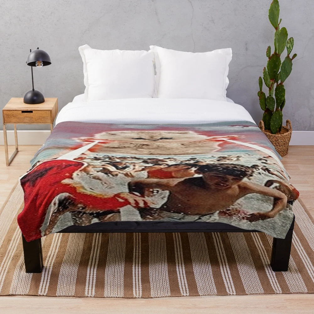 Fantasy cat with lasers on the beach plush blanket