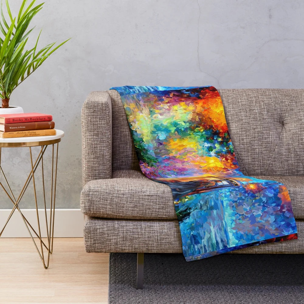 Whimsical celestial-themed plush blanket with a dreamlike design
