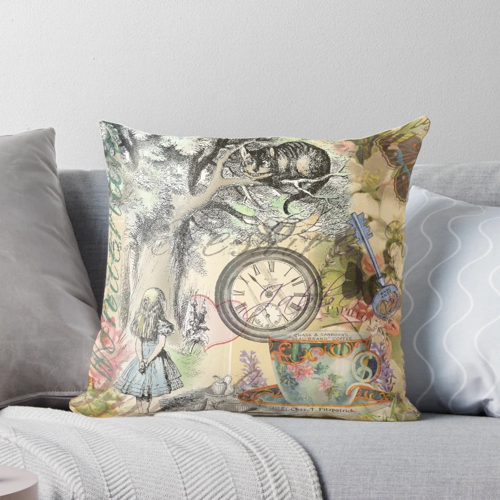 Cheshire Cat Inspired Decorative Throw Pillow