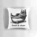 Whimsical Christmas bear pillow with a bear in a bathtub, a cozy and unique holiday gift for bear enthusiasts