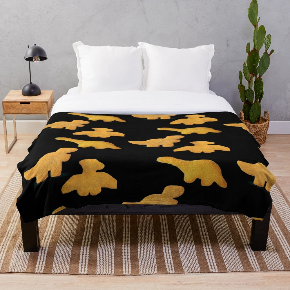 Dino nugget plush blanket with galaxy print design
