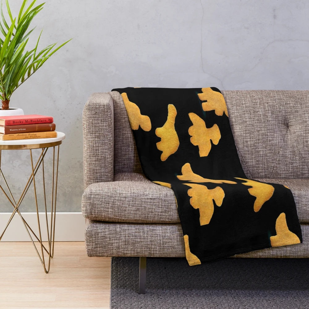 Dino nugget plush blanket with galaxy print design
