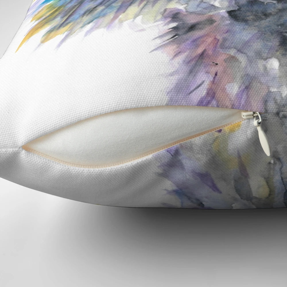 Colorful and quirky emu bird pillow with a playful, comic-style facial expression