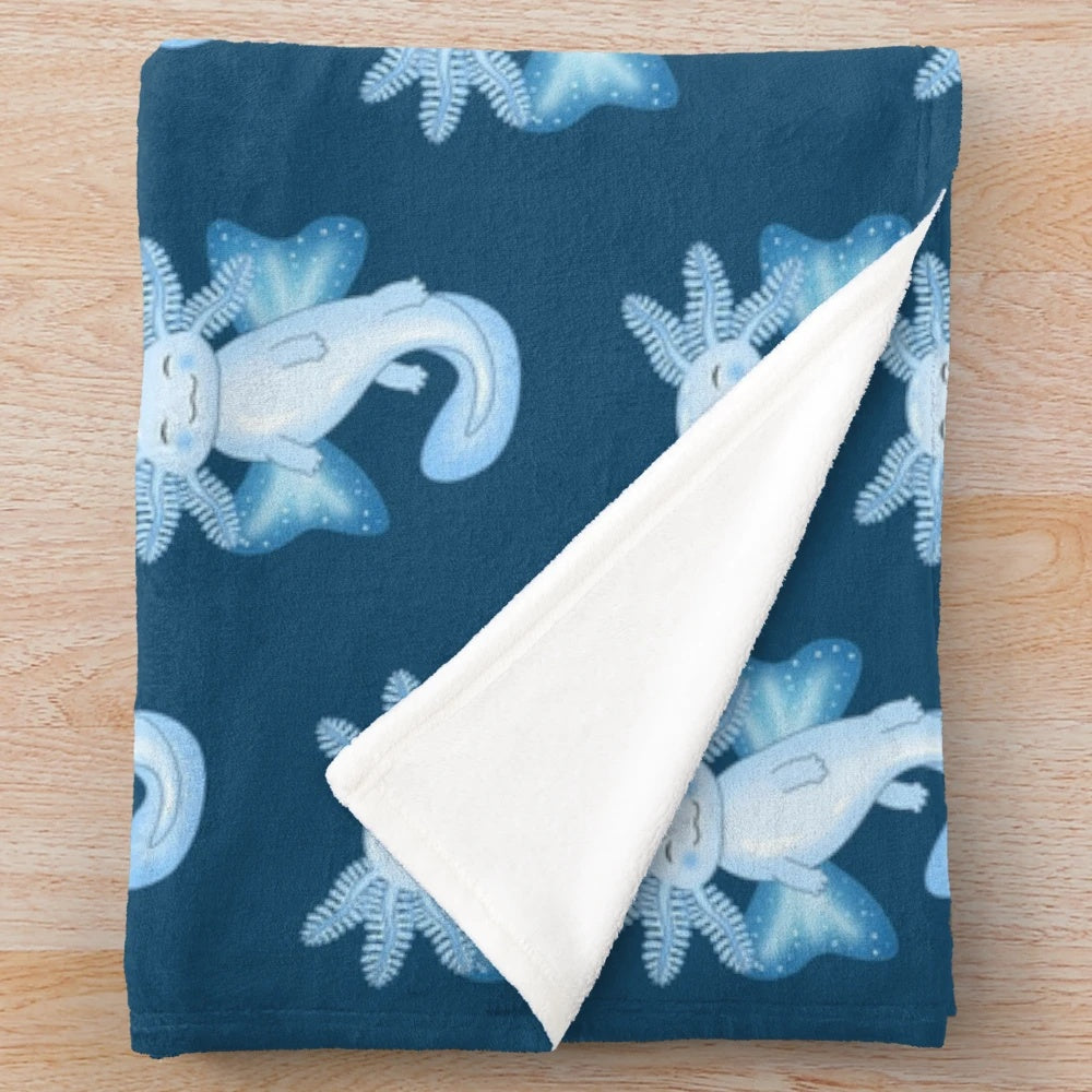 Soft and cozy fairy axolotl plush blanket with a cute, whimsical design