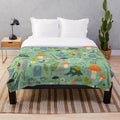 Fairy garden plush blanket with whimsical floral pattern