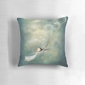 Decorative fairy-themed throw pillow with whimsical floral and dandelion design