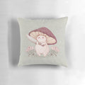 Soft, plush mushroom-shaped pillow in a whimsical, fairy tale-inspired design for a cozy, woodland-themed space.