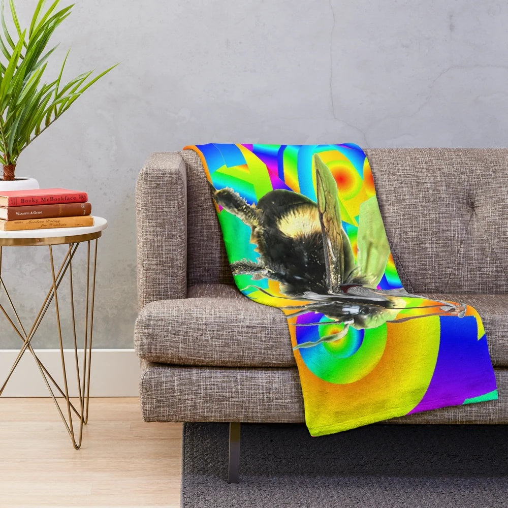 Fantasy Bumblebee Plush Blanket with abstract, nature-inspired patterns