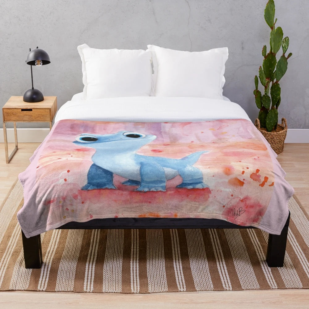 Watercolor fire salamander plush blanket