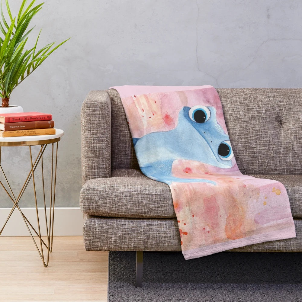 Watercolor fire salamander plush blanket