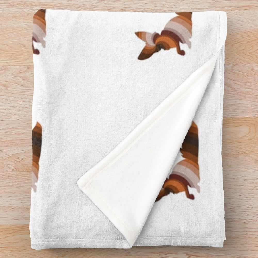 Plush blanket featuring a whimsical fox design inspired by legendary animal artwork