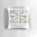 Colorful decorative pillow featuring illustrated frog and toad characters in a happy, whimsical design.