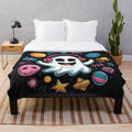 Cute ghost plush blanket featuring a ghost grooving to music with headphones
