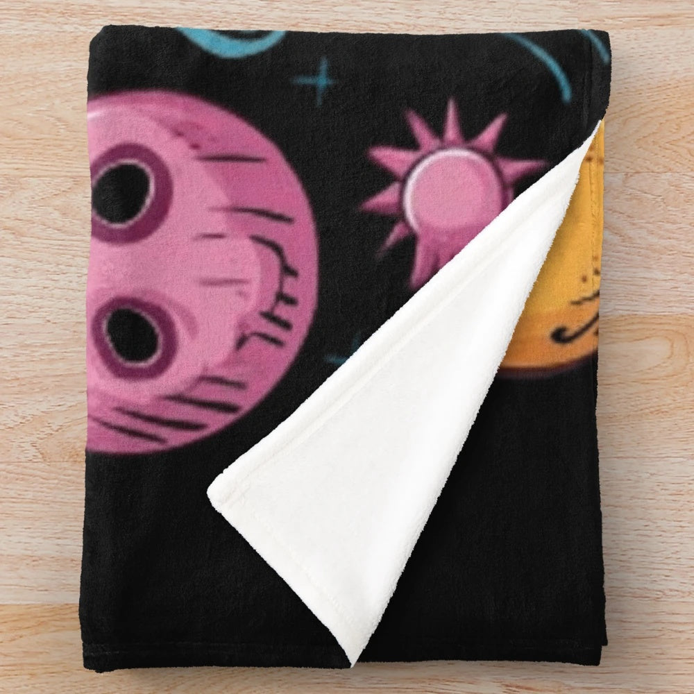 Cute ghost plush blanket featuring a ghost grooving to music with headphones