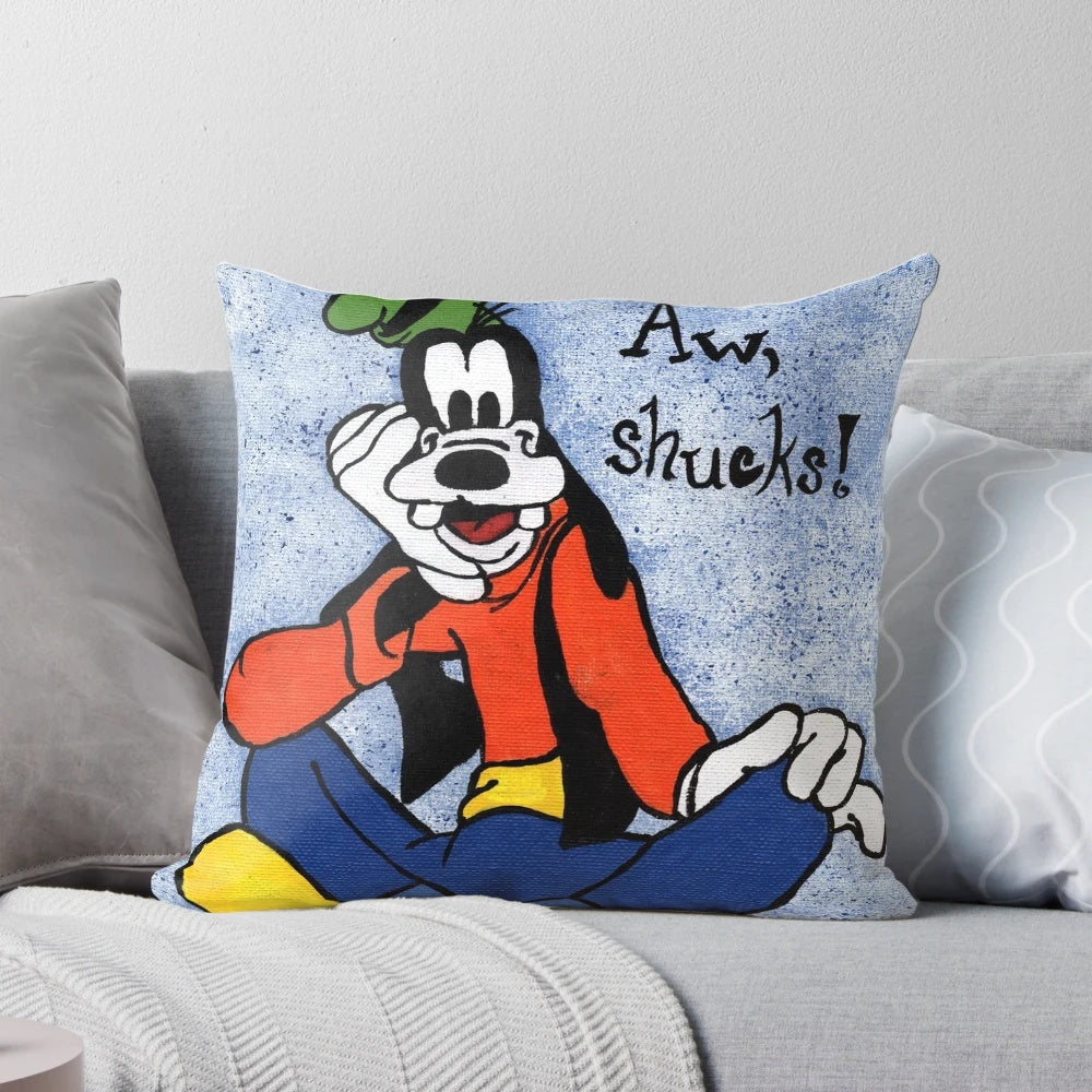 Colorful pillow featuring a playful, cartoon-style image of the iconic Disney character Goofy.