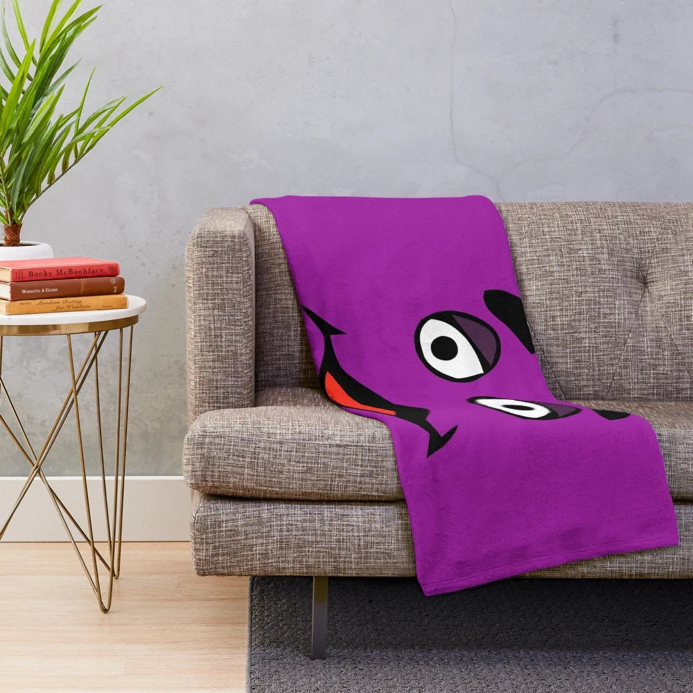 Grimace-themed plush blanket with transparent background featuring the iconic cartoon character