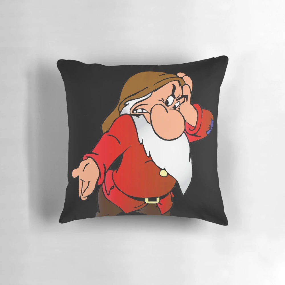 Plush grumpy dwarf character pillow from the classic fairy tale Snow White and the Seven Dwarves