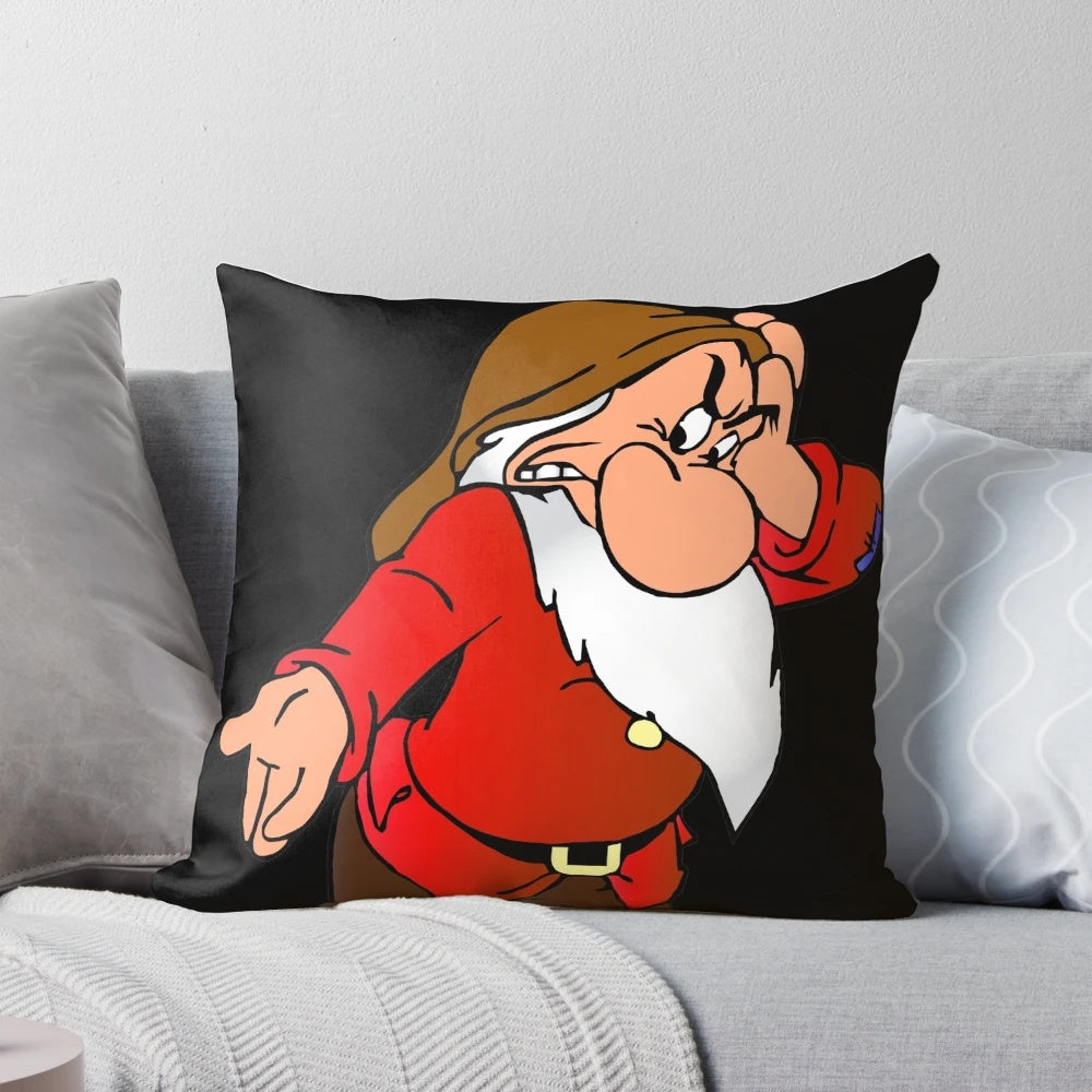 Plush grumpy dwarf character pillow from the classic fairy tale Snow White and the Seven Dwarves
