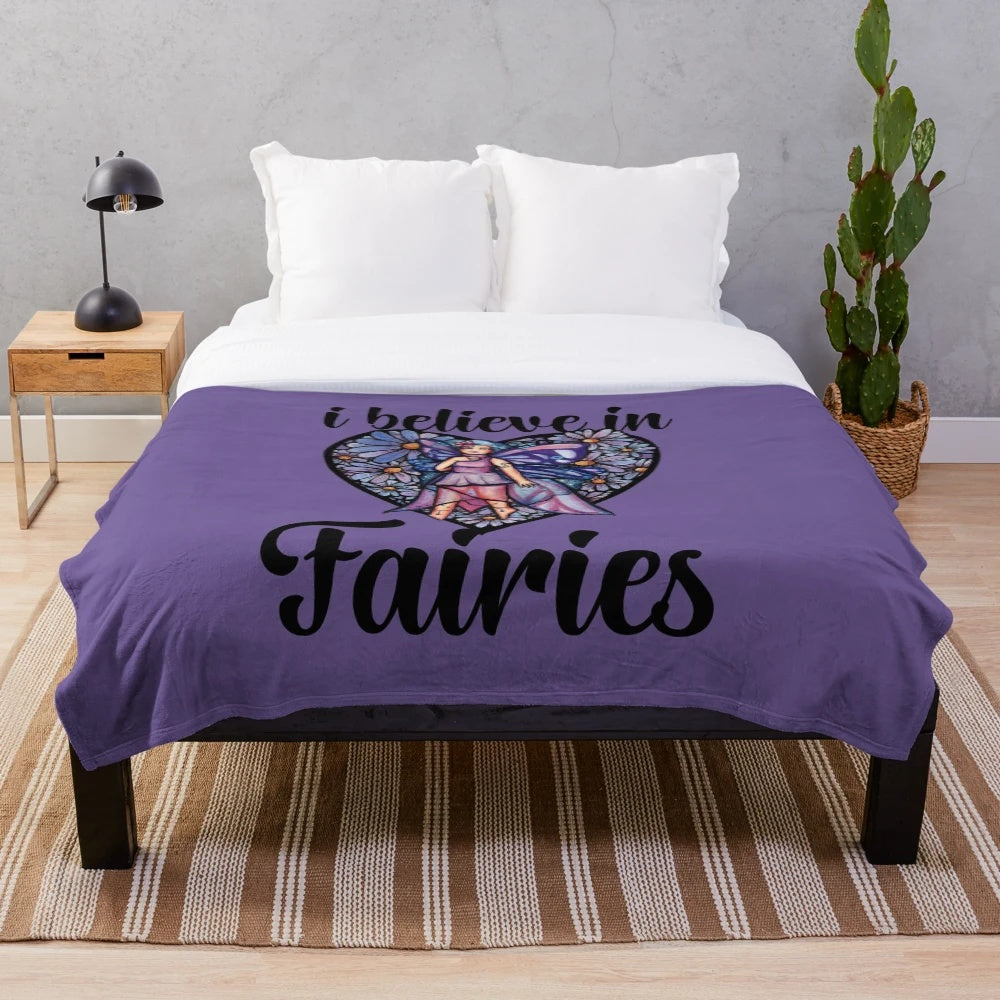 I Believe in Fairies Plush Blanket with Cute Fairy Design