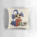 A decorative pillow featuring a labyrinth worm, a whimsical creature from the 1980s fantasy film Labyrinth.