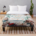 Watercolor book stack and floral design plush blanket for book lovers