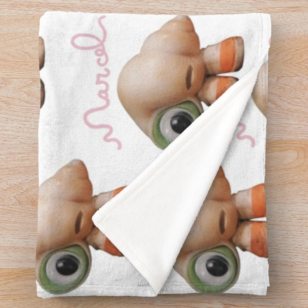 Marcel the Shell with Shoes On live-action plush blanket