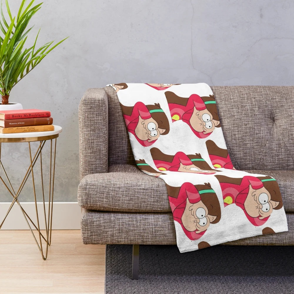 Mabel Pines from Gravity Falls cartoon character on a plush blanket