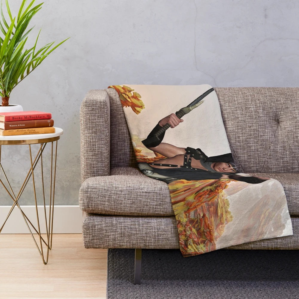 Plush blanket featuring a vibrant, abstract magic star design