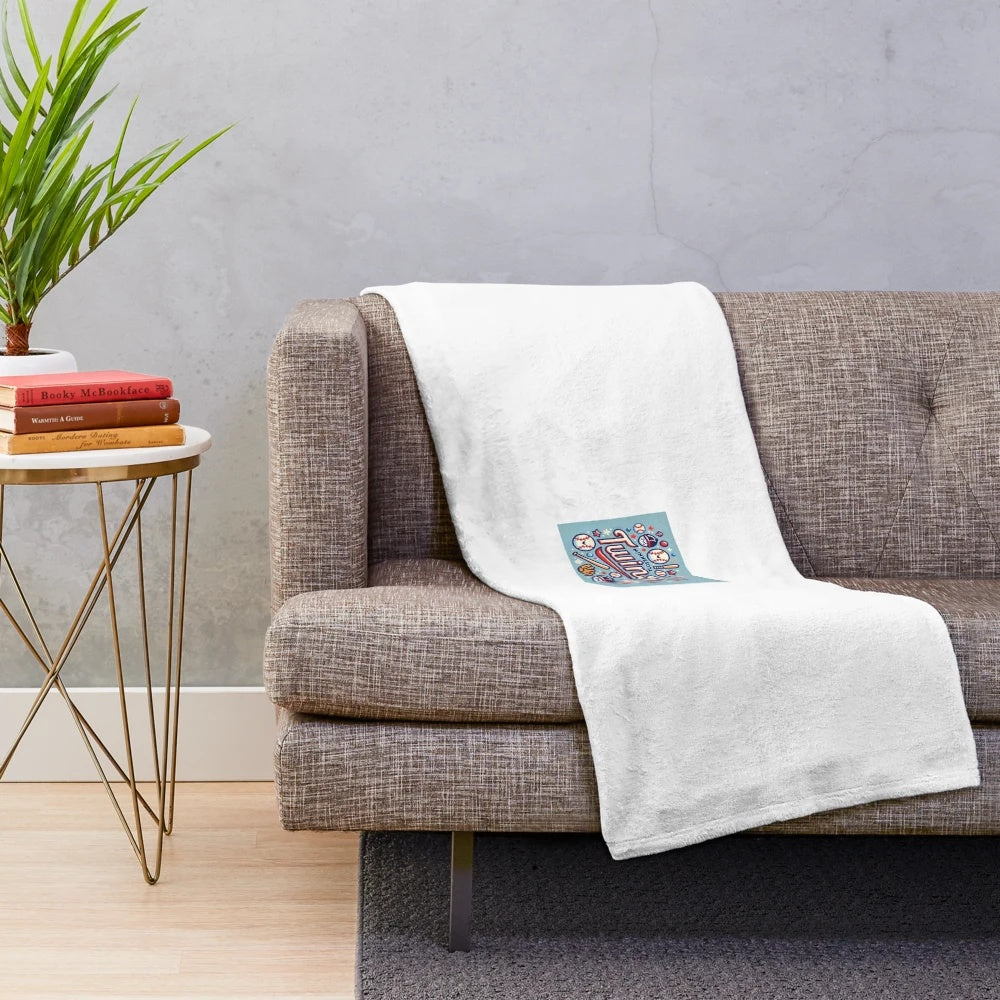 Cute Minnesota Twins inspired plush blanket with whimsical baseball logo design