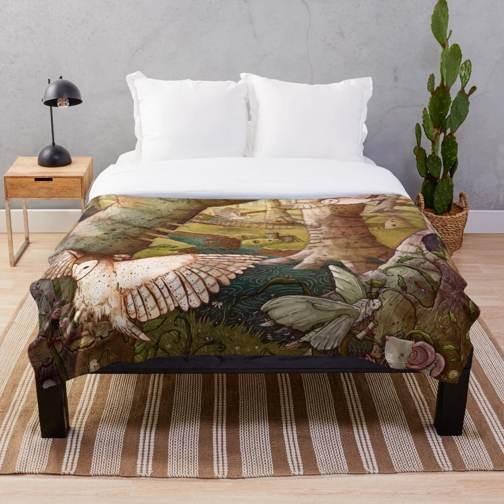 Cozy mouse guard fan art plush blanket with woodland creatures
