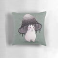 Decorative mushroom-shaped throw pillow in a stylized, artistic design