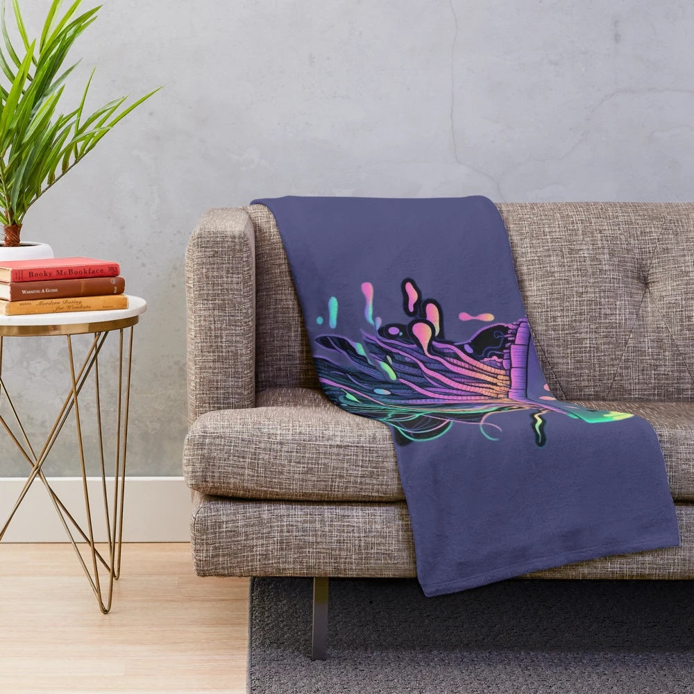 Whimsical plush blanket featuring mythical sea creatures and fantasy underwater animals