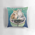 Colorful pillow featuring characters from the classic poem "The Owl and The Pussycat" by Rudyard Kipling