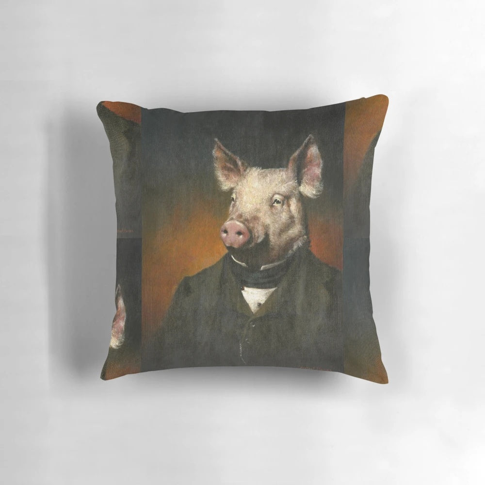 A whimsical acrylic painting of a pig wearing a Victorian gentleman's attire, a quirky and charming piece of farmhouse decor.