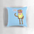 Playful pink monkey-themed decorative pillow with a humorous and cheeky design