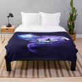Whimsical plush blanket with Cheshire cat silhouette and stars