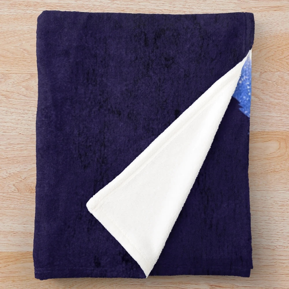 Whimsical plush blanket with Cheshire cat silhouette and stars