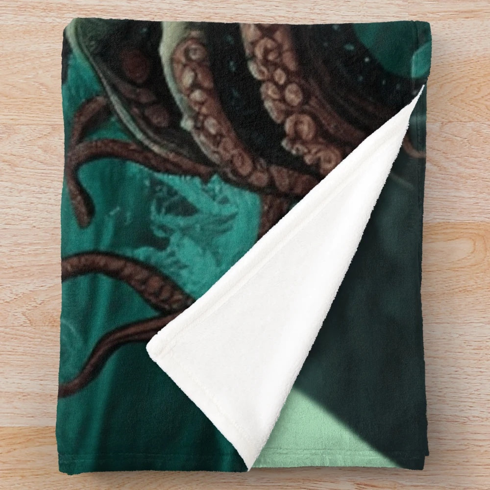 Whimsical plush blanket featuring mythical sea creatures