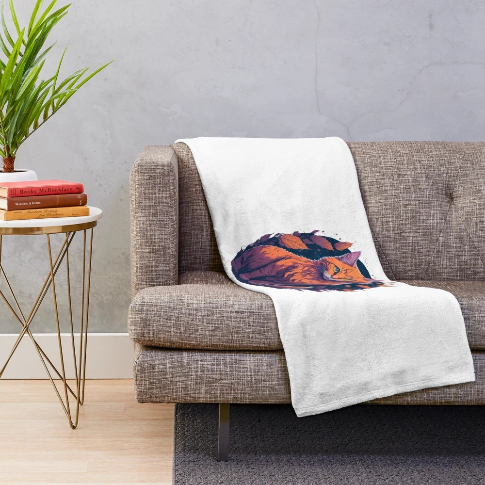 Soft and cozy plush cat blanket with legendary animal fantasy art design